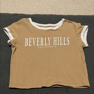 Hollister Beverly Hills Beige Crop Top with White Accents